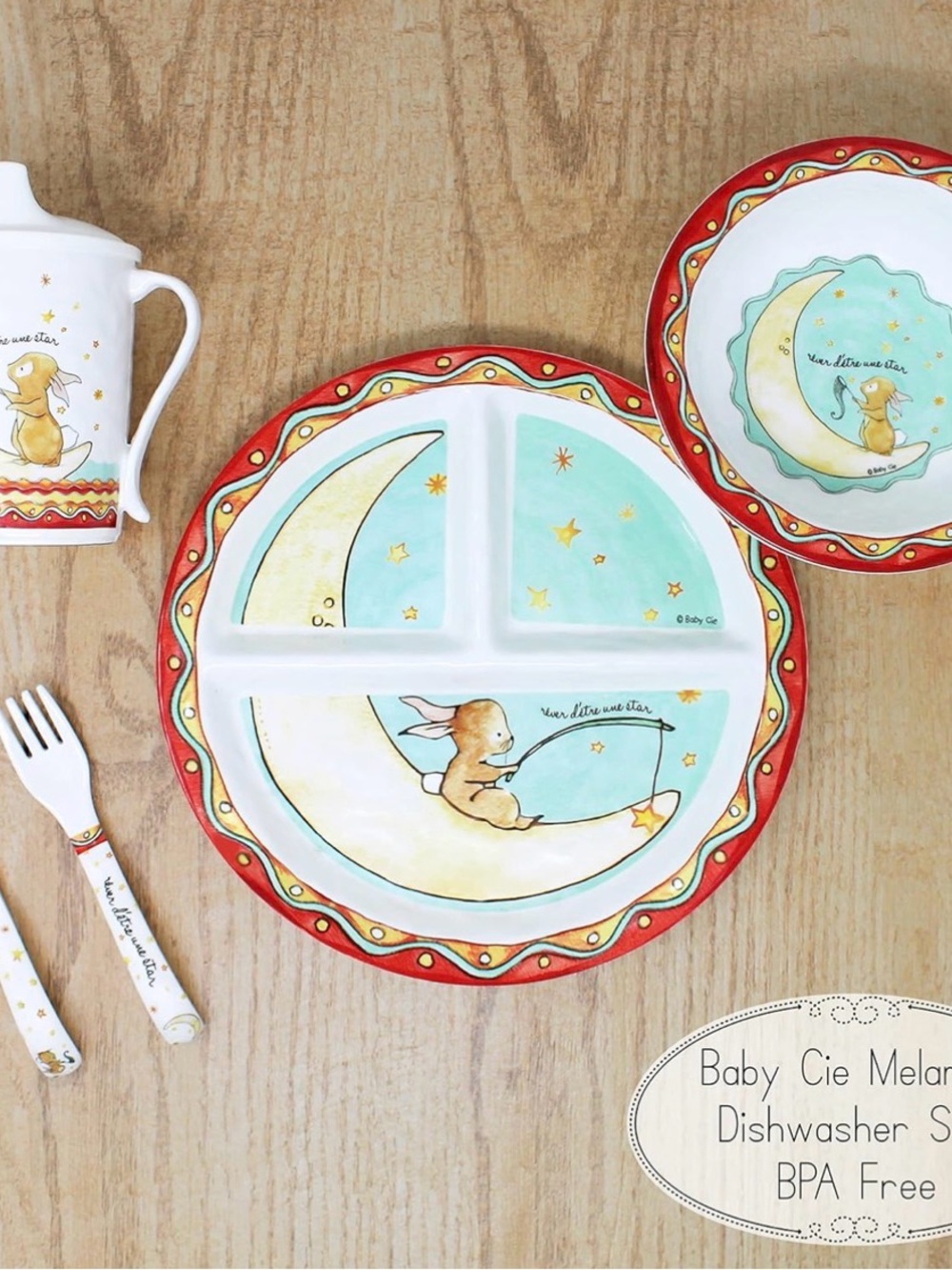 Baby Cie Kids and Baby Melamine Place Setting Wish On A Star